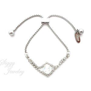 Swarovski Crystal Cushion Cut Halo Bridal Bracelet